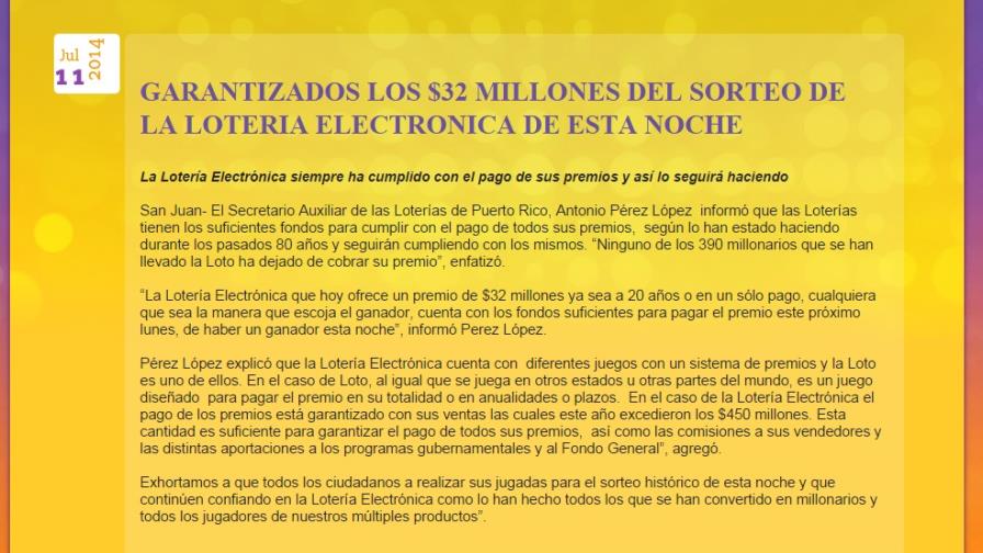 Un dominicano indocumentado en Puerto Rico habría ganado US$32MM en la Loto Un dominicano indocumentado en Puerto Rico habría ganado US$32MM en la Loto