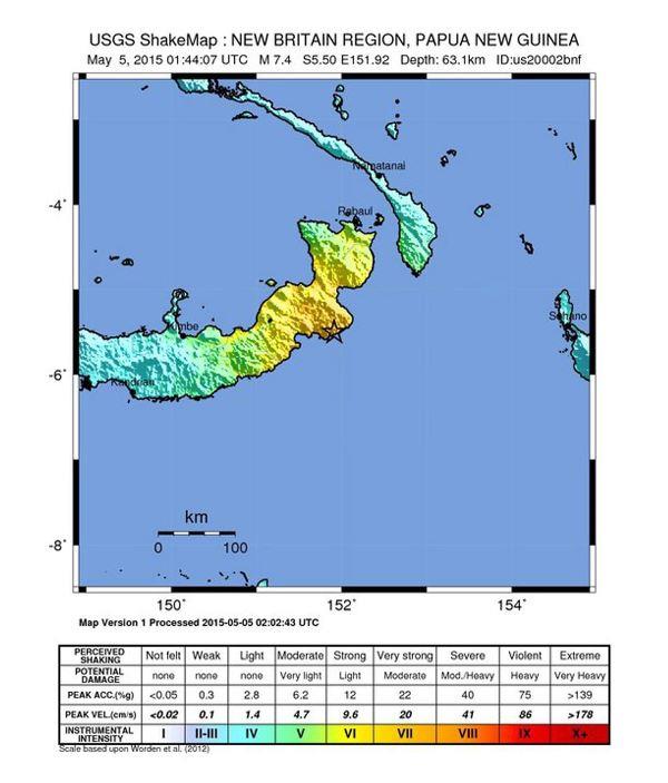 Fuerte terremoto sacudió Papúa Nueva Guinea