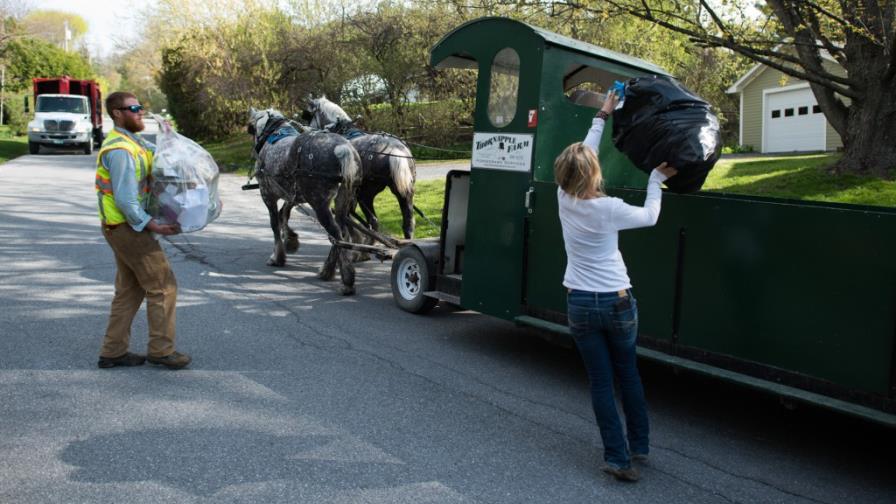 Recogida de basura con caballos, encandila a dos comunidades