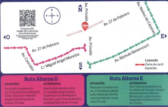 Obras Públicas habilita cinco rutas alternas por trabajos en la 27 con Privada Obras Públicas habilita cinco rutas alternas por trabajos en la 27 con Privada
