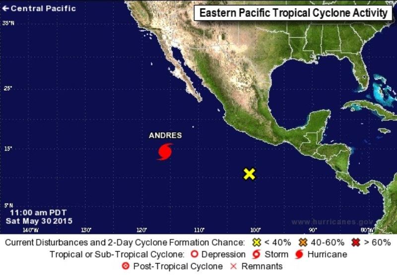 El huracán Andrés alcanza la categoría 2 en aguas del Pacífico